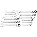 Apex Tool Group Gearwrench® 90 Tooth & 12 Point Flex Head SAE Combination Ratcheting Wrench, Set of 14 86759